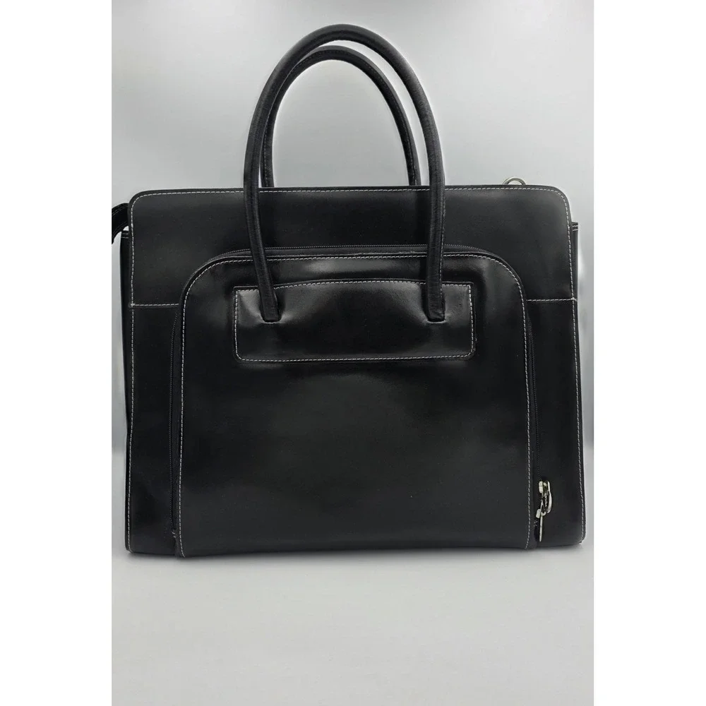 McKlein W Series Lake Forest Womens Italian Leather Laptop Briefcase Black 94335